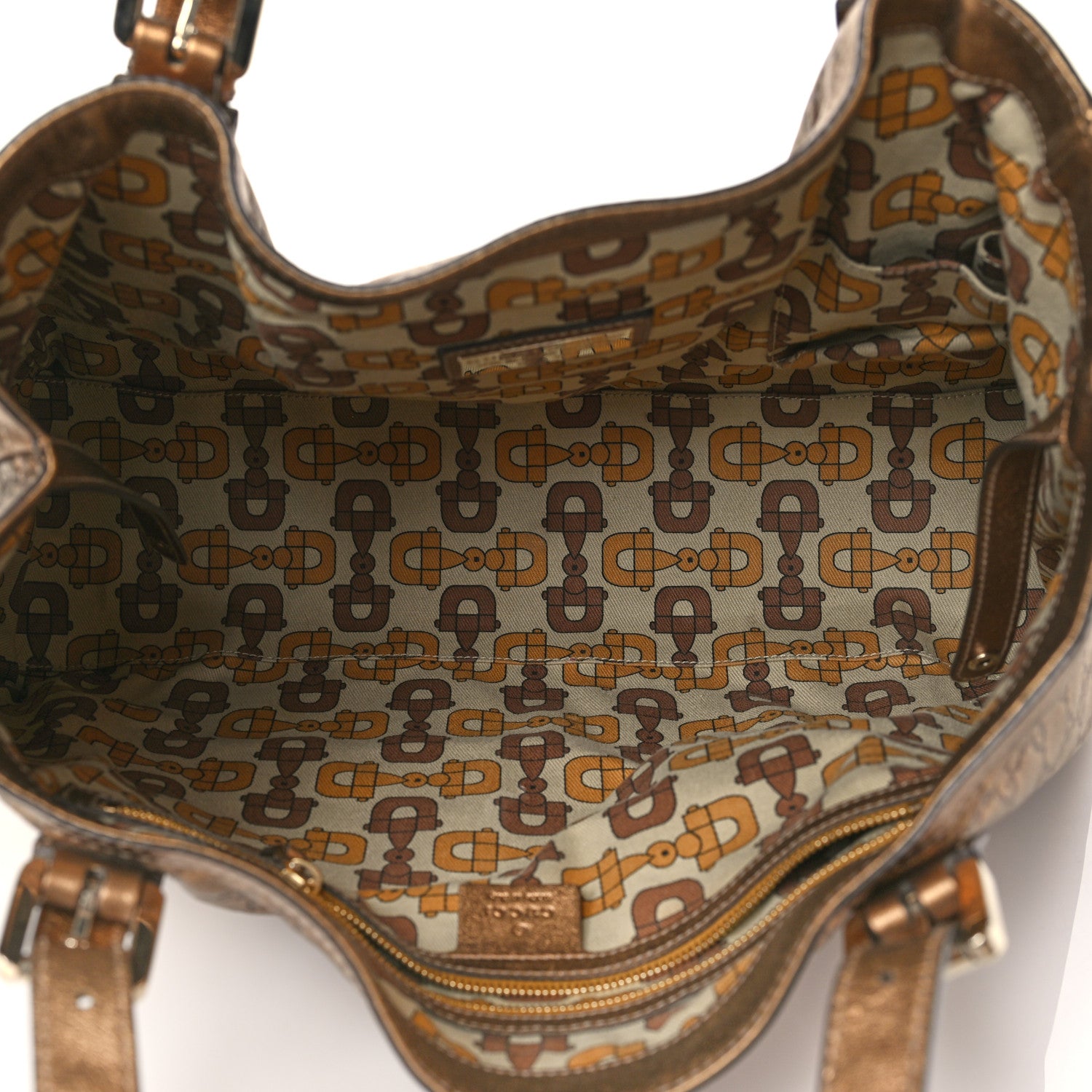 Gucci Metallic Guccissima Medium Britt Tote Gold 5 of 11