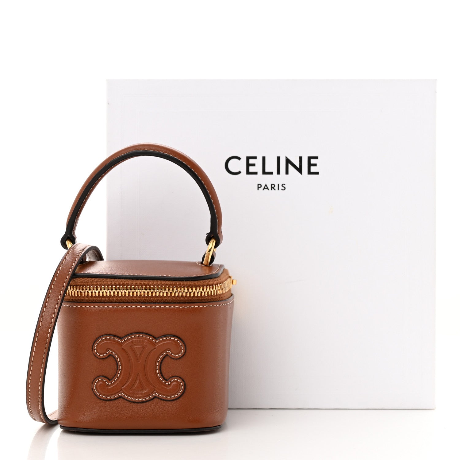 Celine Smooth Calfskin Cuir Triomphe Mini Vanity Case Tan 16 of 16