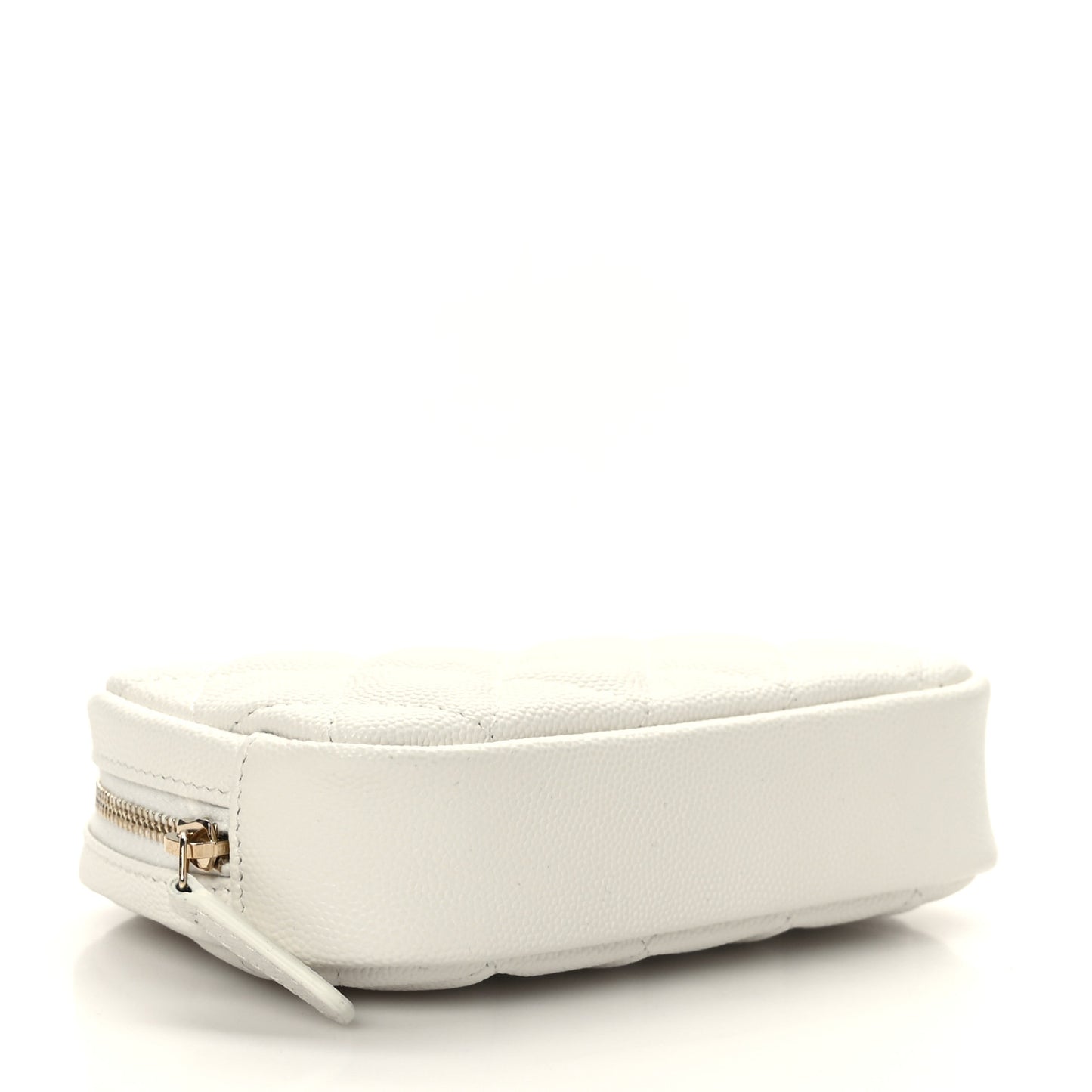 Caviar Quilted Small Curvy Pouch Cosmetic Case White