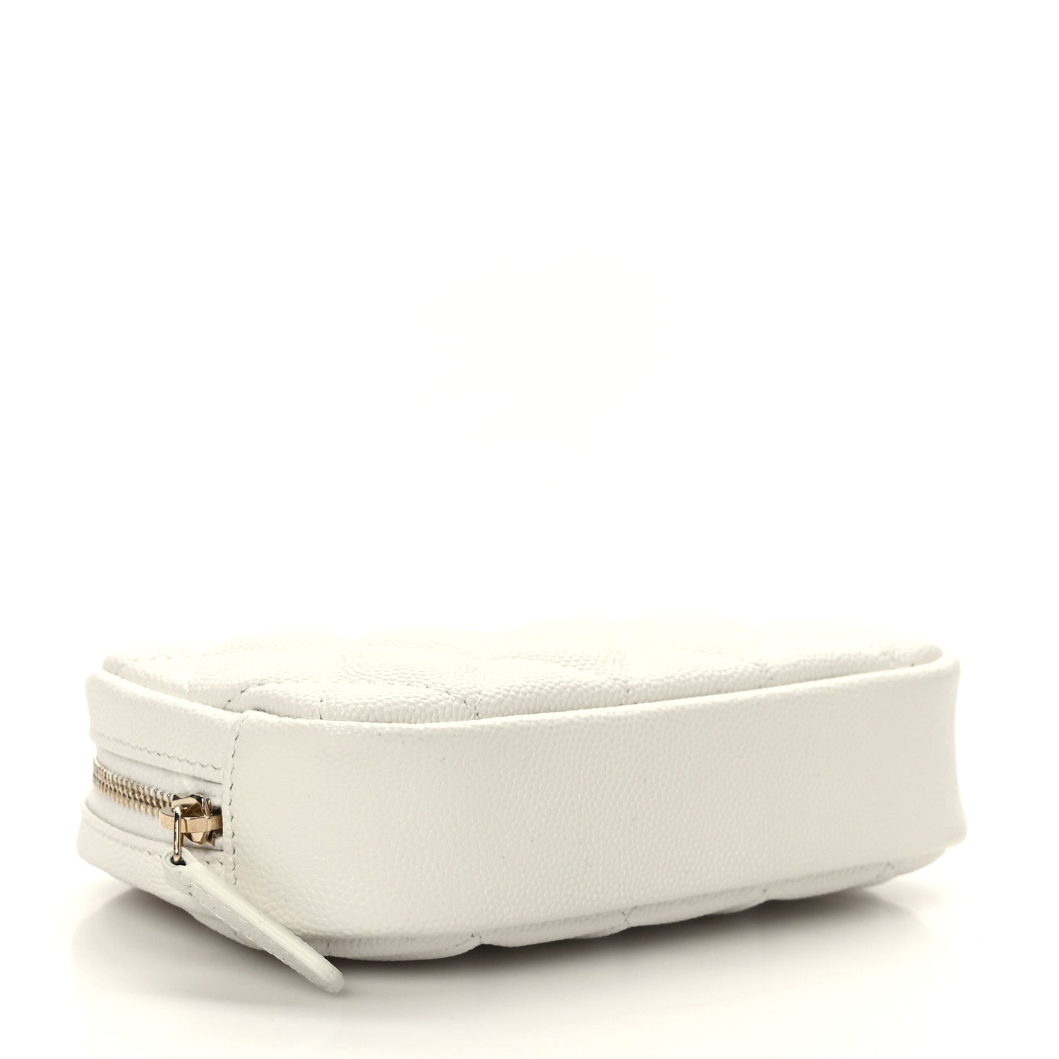 Chanel Caviar Quilted Small Curvy Pouch Cosmetic Case White 3 of 8