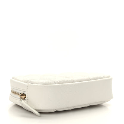 Chanel Caviar Quilted Small Curvy Pouch Cosmetic Case White 3 of 8