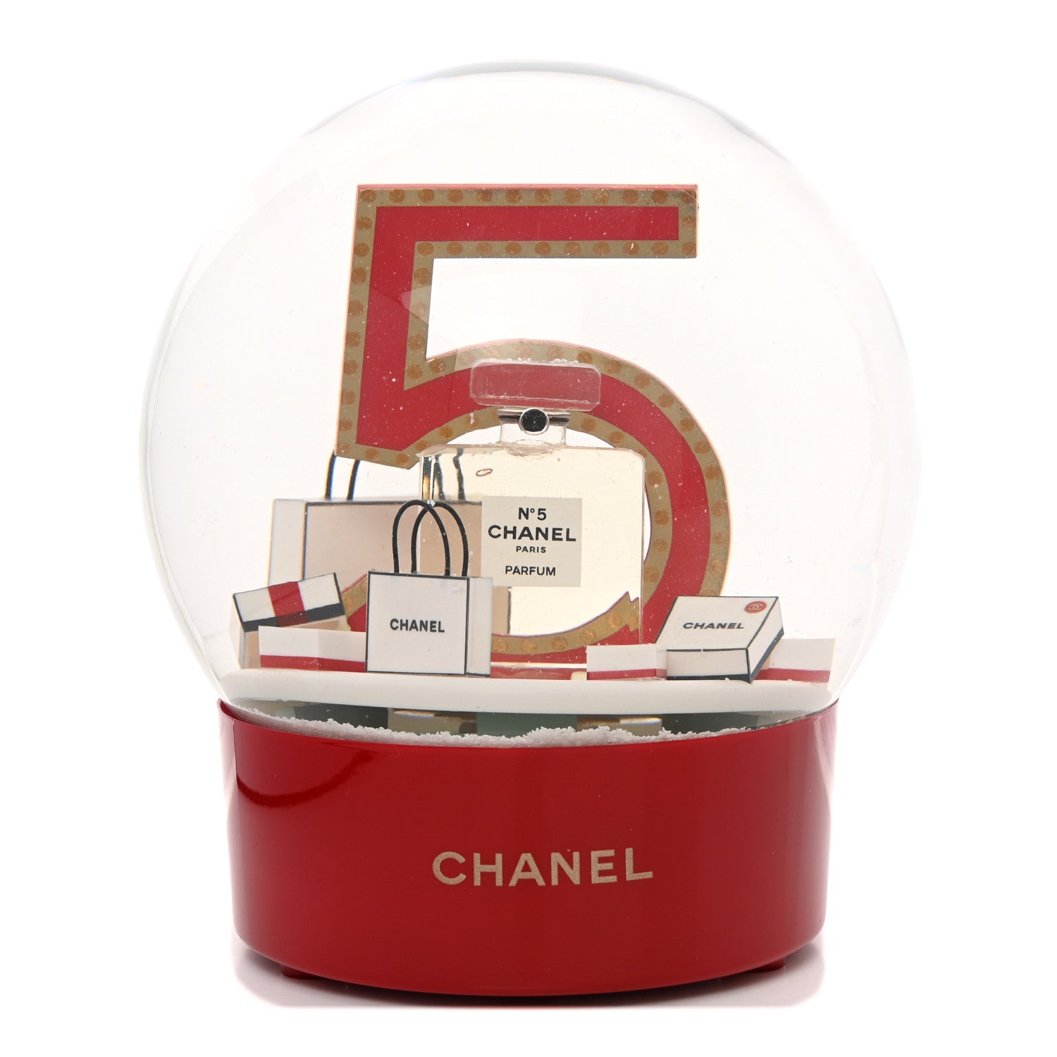 Chanel Glass N°5 Perfume Snow Globe Red 1 of 7