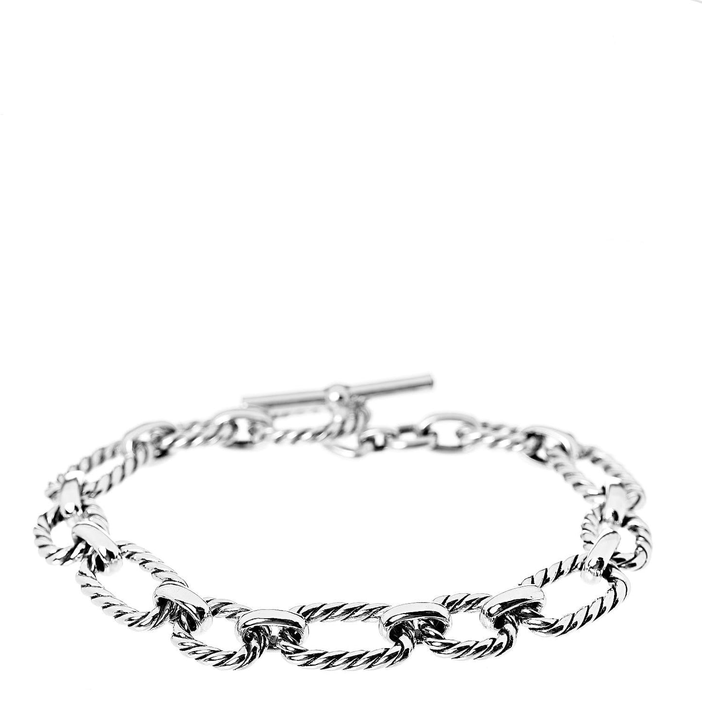 Sterling Silver Blue Sapphire 9.5mm Cushion Link Bracelet