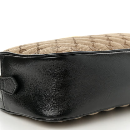 Gucci Monogram Matelasse Diagonal Small GG Marmont Chain Shoulder Bag Beige Black 10 of 13