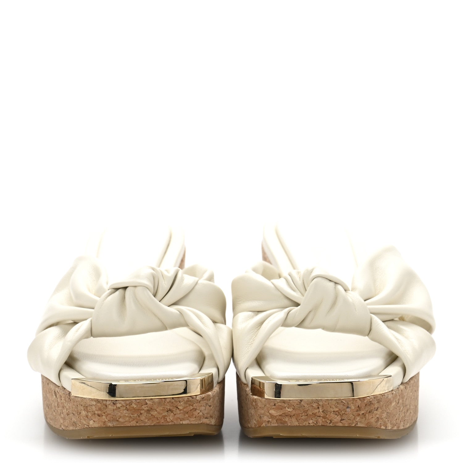Jimmy Choo Nappa Avenue Wedge Sandals 39.5 Latte 3 of 9