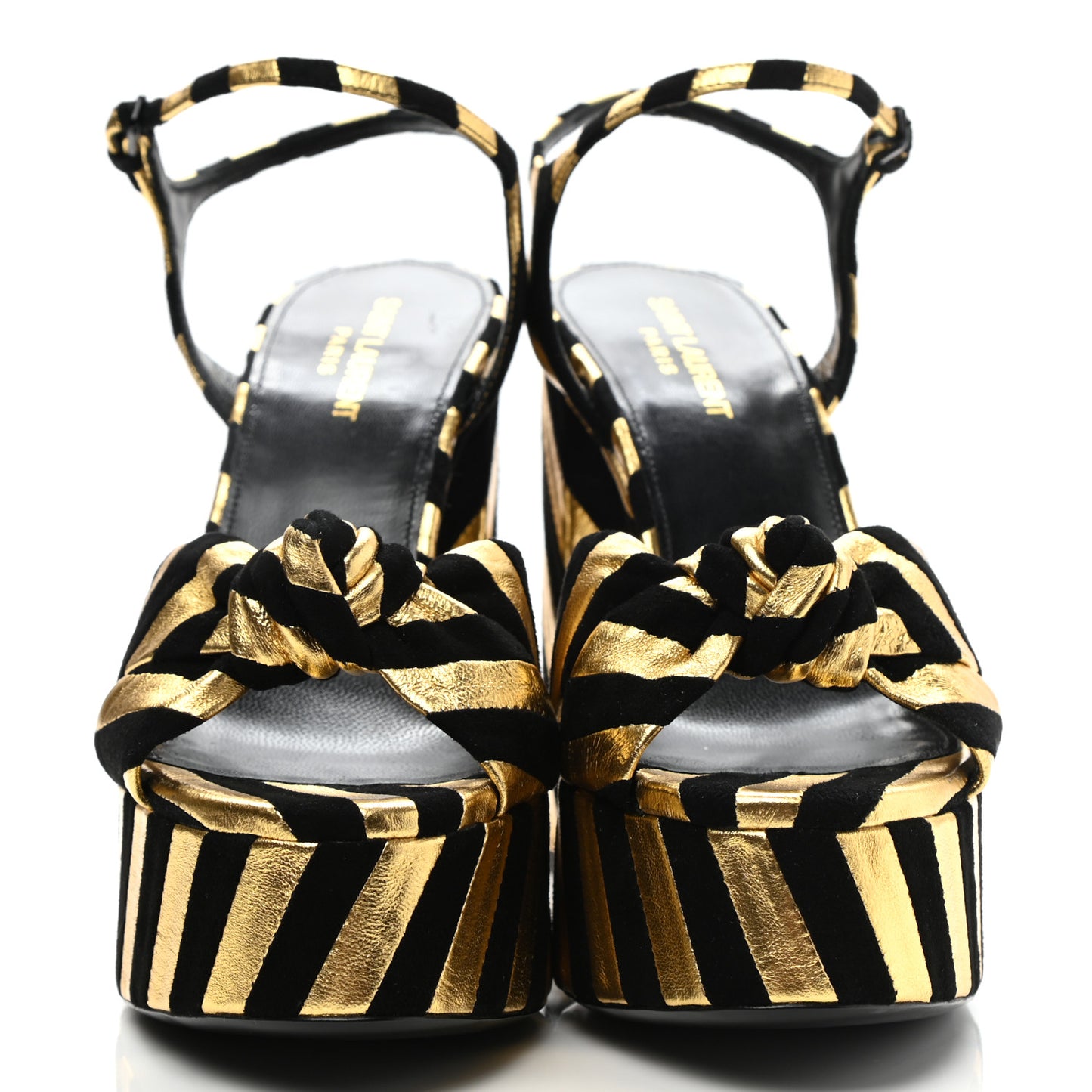 Metallic Suede Bianca 125 Platform Sandals 39 Black Gold