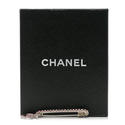 Chanel Crystal CC Safety Pin Brooch Gold Pink 7 of 7