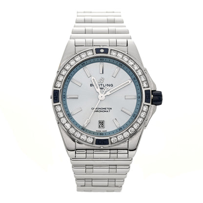 Breitling Stainless Steel Diamond Bezel 38mm Chronomat Automatic Watch Ice Blue A17356 1 of 5
