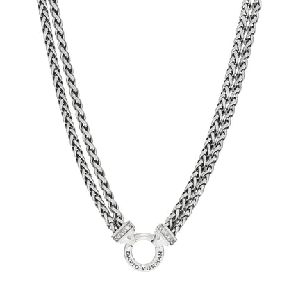 David Yurman Sterling Silver Diamond 18mm Double Wheat Chain Necklace 1 of 4