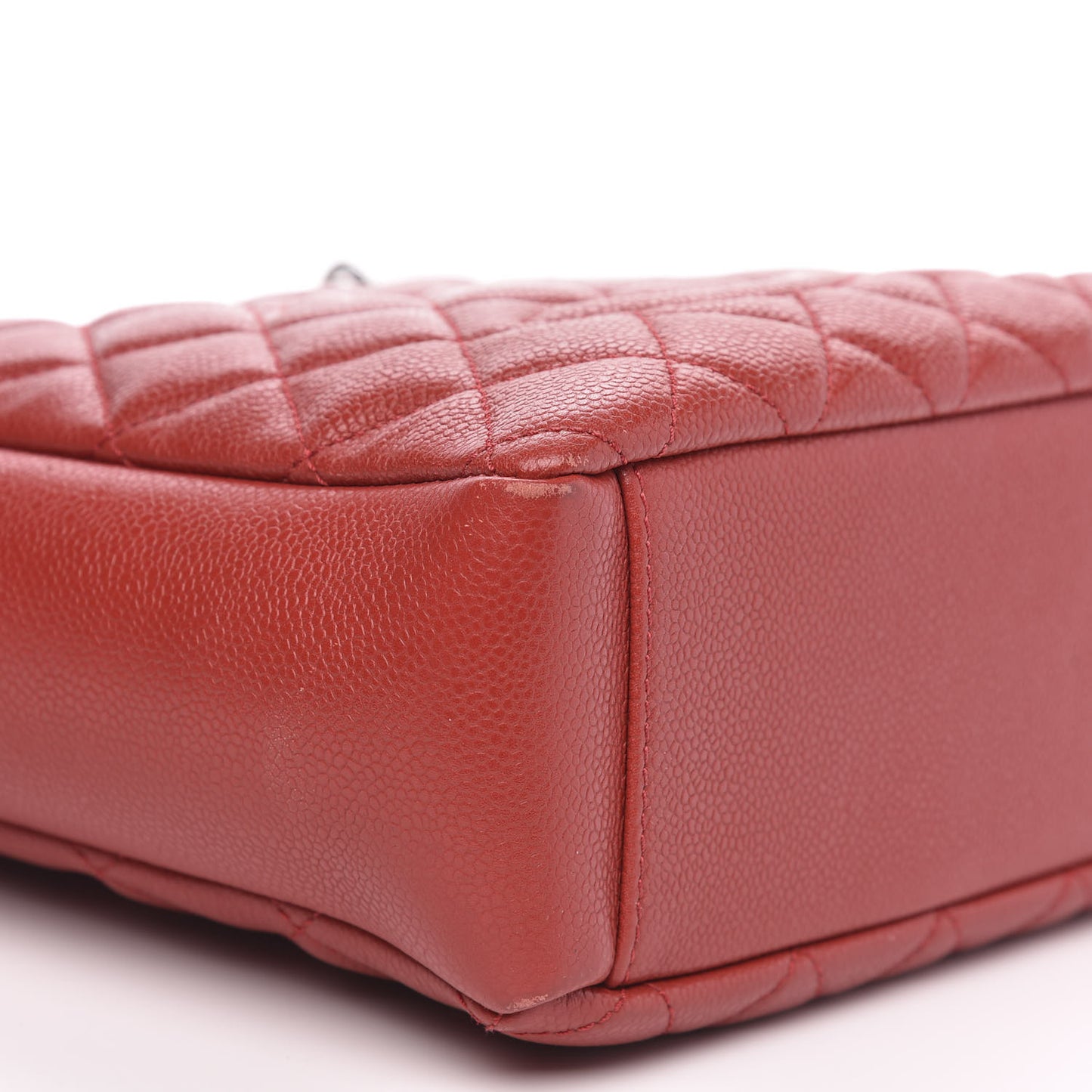Caviar Quilted Petit Shopping Tote PST Red