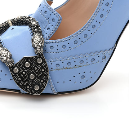 Gucci Calfskin Queercore Mid Calf Loafer Pumps 37 Sky Blue 10 of 13