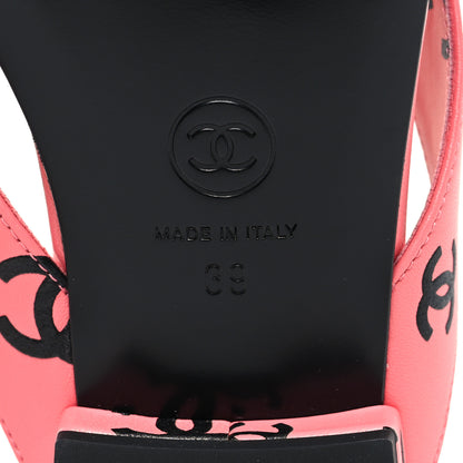 Chanel Lambskin Printed CC Thong Sandals 39 Pink Black 6 of 8