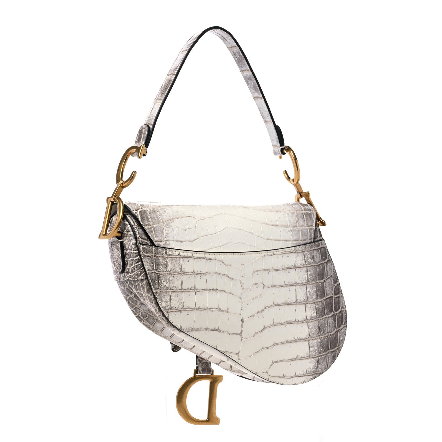 Christian Dior Niloticus Crocodile Himalaya Saddle Bag Latte 3 of 9
