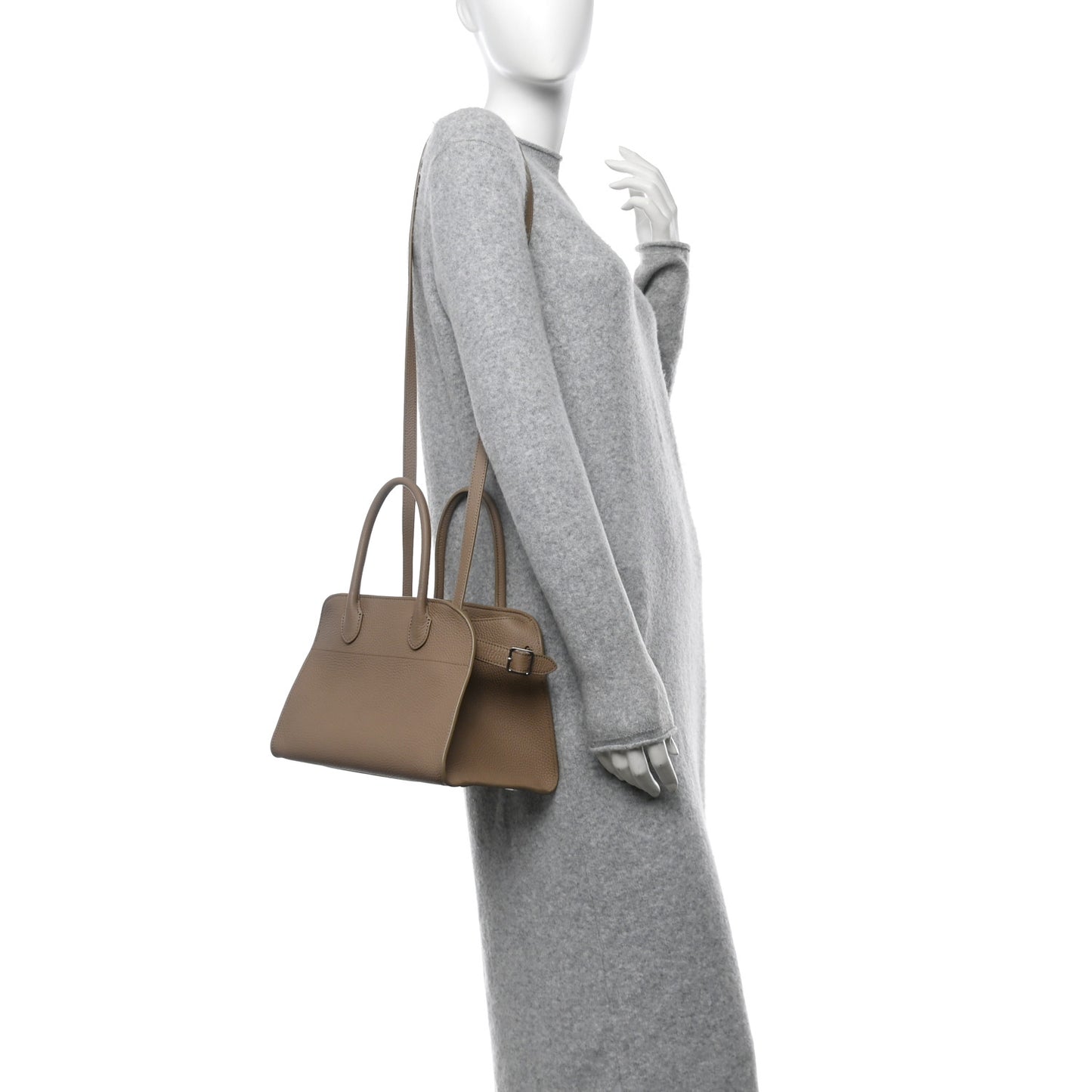 Grained Calfskin Soft Margaux 10 Bag Dark Taupe