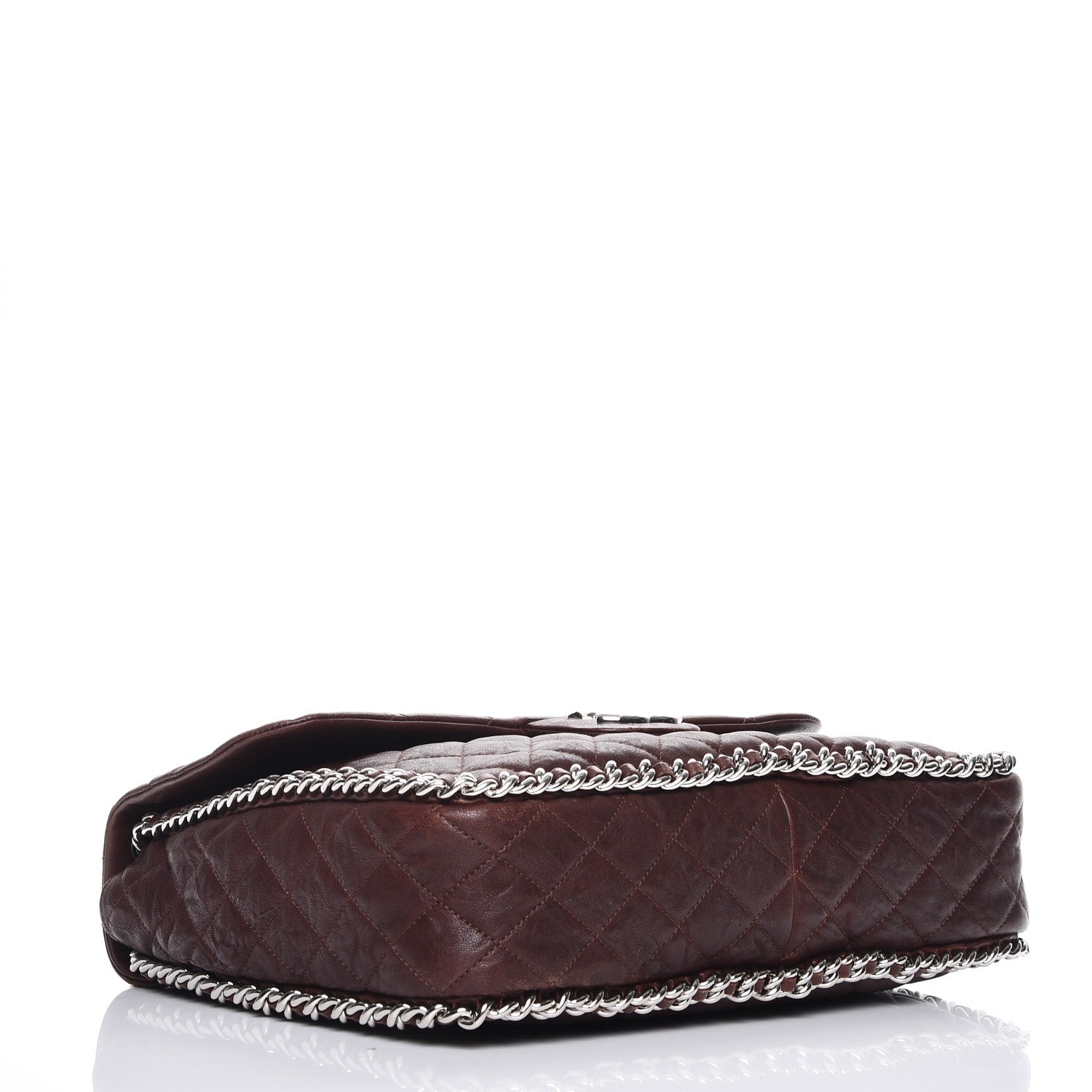 Chanel Crumpled Lambskin Quilted Maxi Chain Around Flap Dark Brown 4 of 10