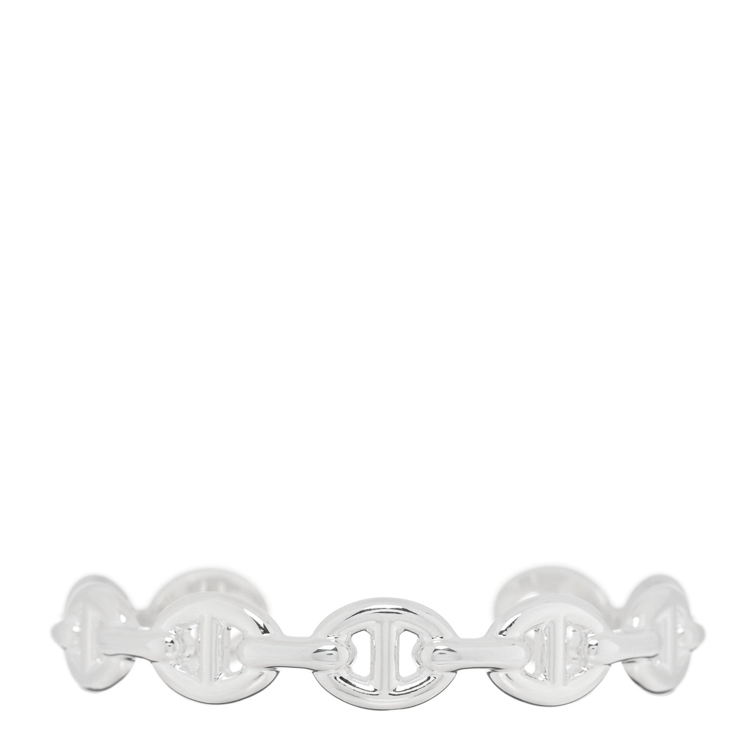 Hermes Sterling Silver MM Chaine d'Ancre Enchainee Cuff Bracelet SH 1 of 4