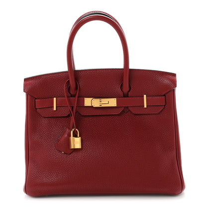 Hermes Taurillon Clemence Birkin 30 Rouge H 1 of 13