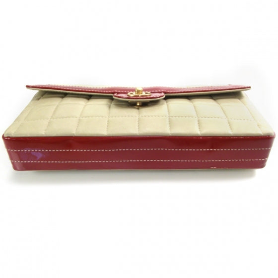 Chanel Lambskin Patent East West Flap Beige/Red 4 of 12
