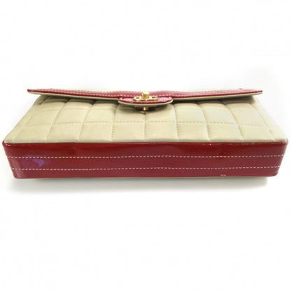 Chanel Lambskin Patent East West Flap Beige/Red 4 of 12