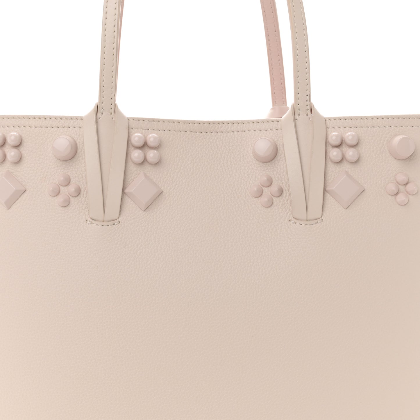 Calfskin Empire Spike Studded East West Cabata Tote Leche
