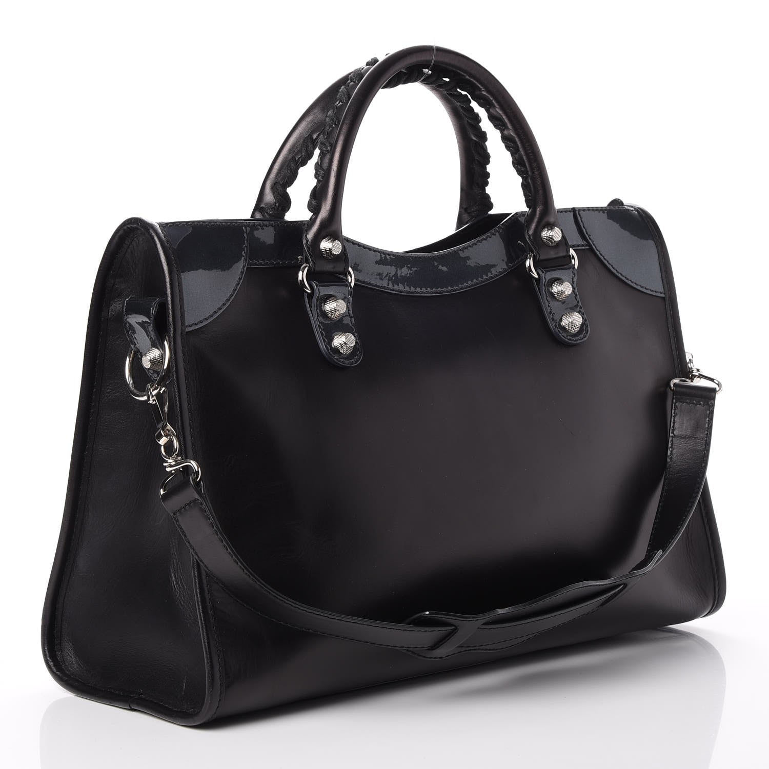 Balenciaga Smooth Calfskin Metallic Patent Giant 12 Silver Hardware City Black Gris 4 of 11