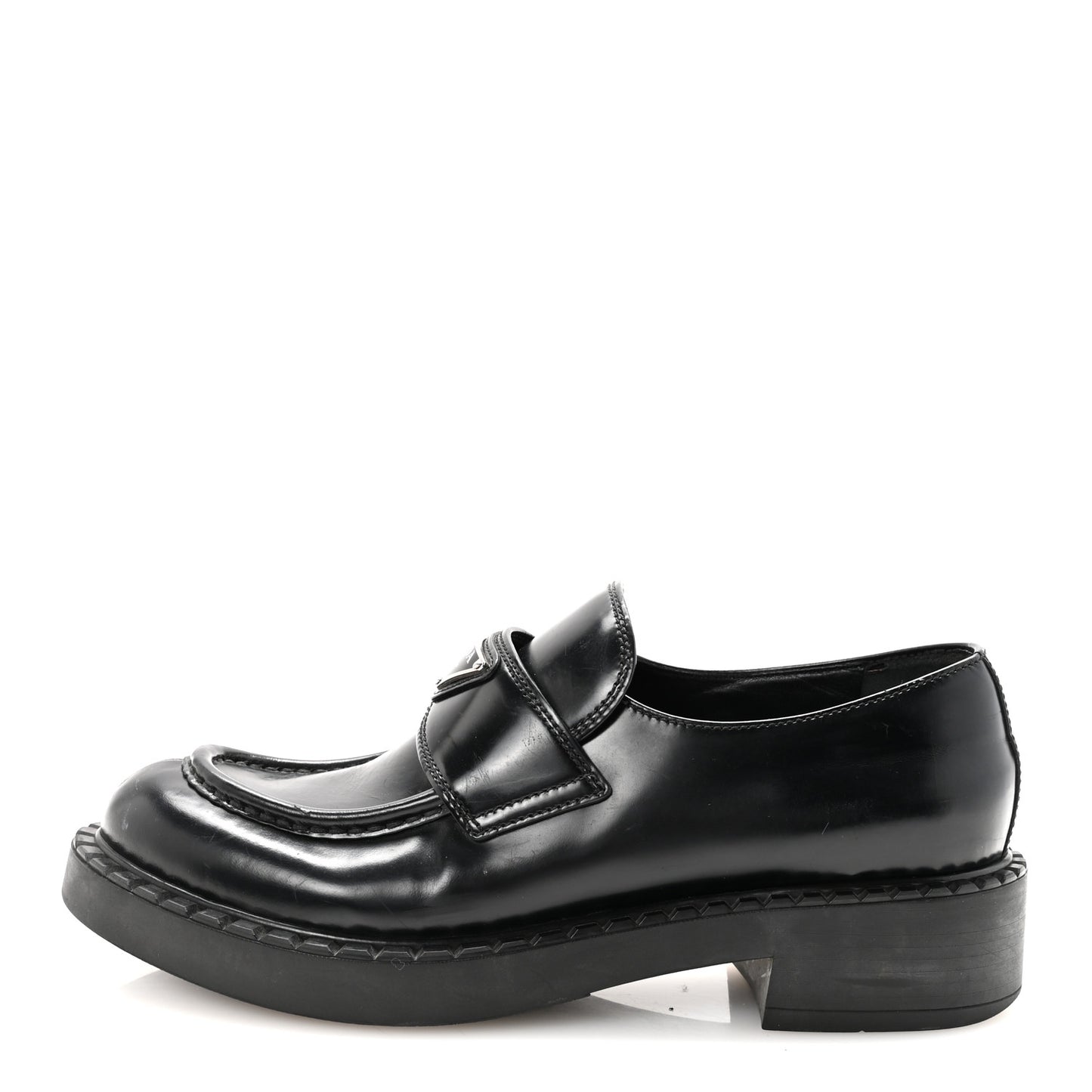 Spazzolato Metal Triangle Logo 50mm Loafers 40 Black