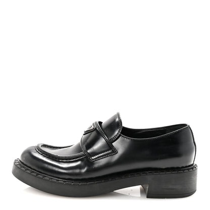 Prada Spazzolato Metal Triangle Logo 50mm Loafers 40 Black 1 of 9