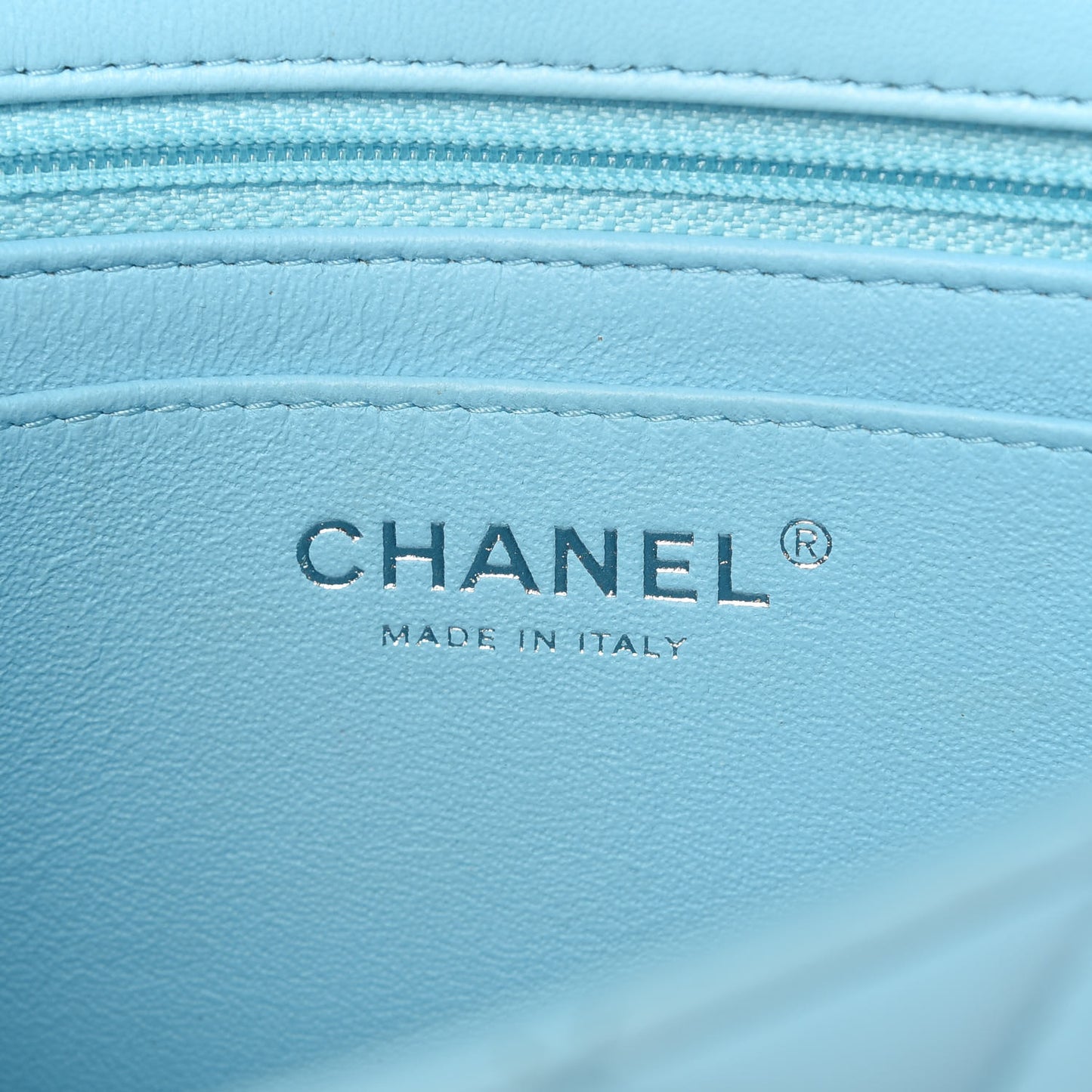 Lambskin Quilted Mini Rectangular Flap Neon Blue