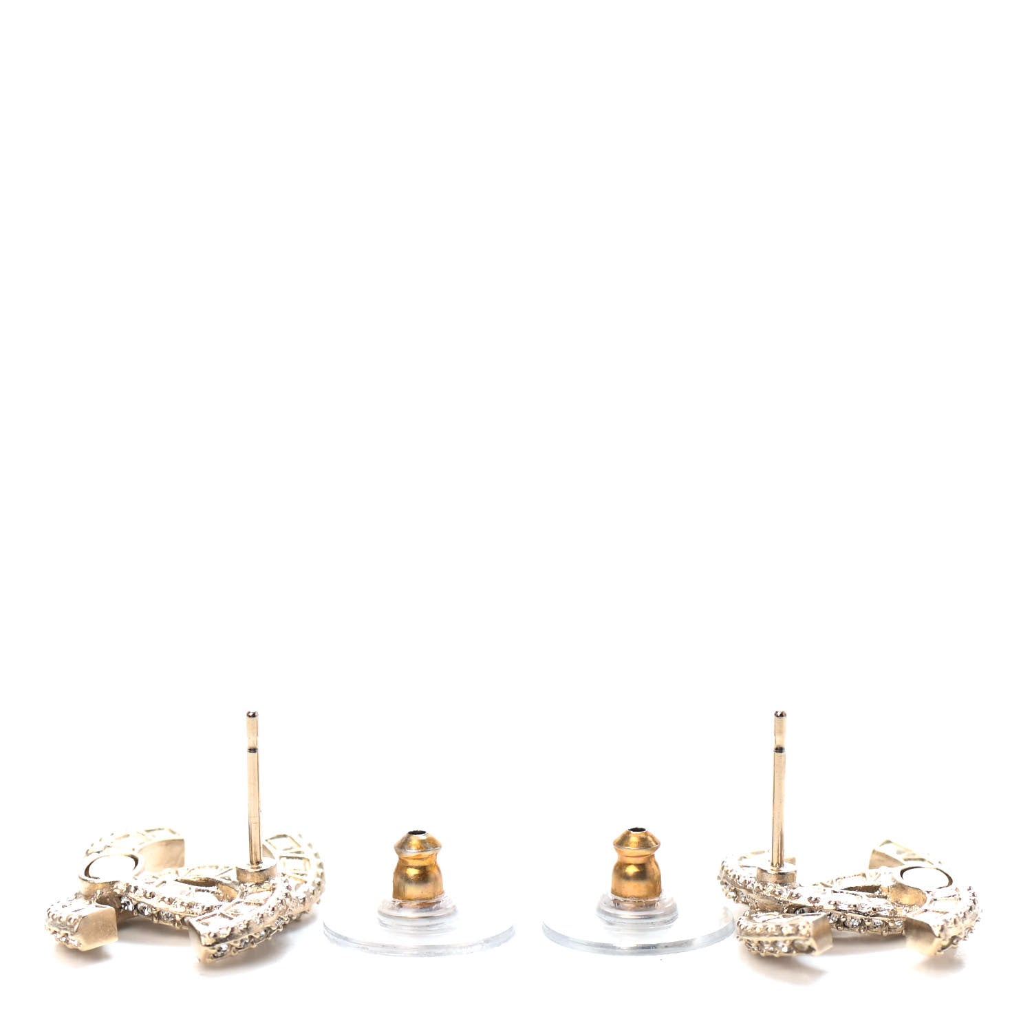 Chanel Crystal Timeless CC Earrings Light Gold 3 of 4