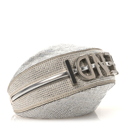 Fendi Crystal Vitello Laminato Suede FF Nano Fendigraphy Hobo Charm Grey 4 of 11
