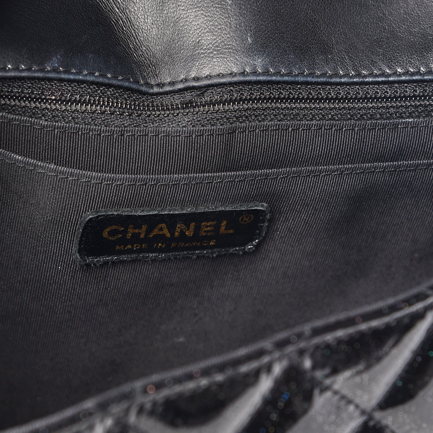 Chanel Patent Quilted Sparkle Glitter Jumbo Single Flap Black 6 of 11