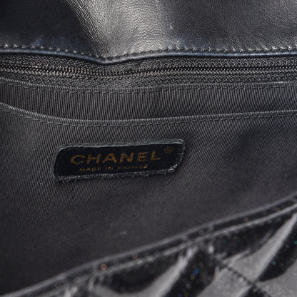Chanel Patent Quilted Sparkle Glitter Jumbo Single Flap Black 6 of 11