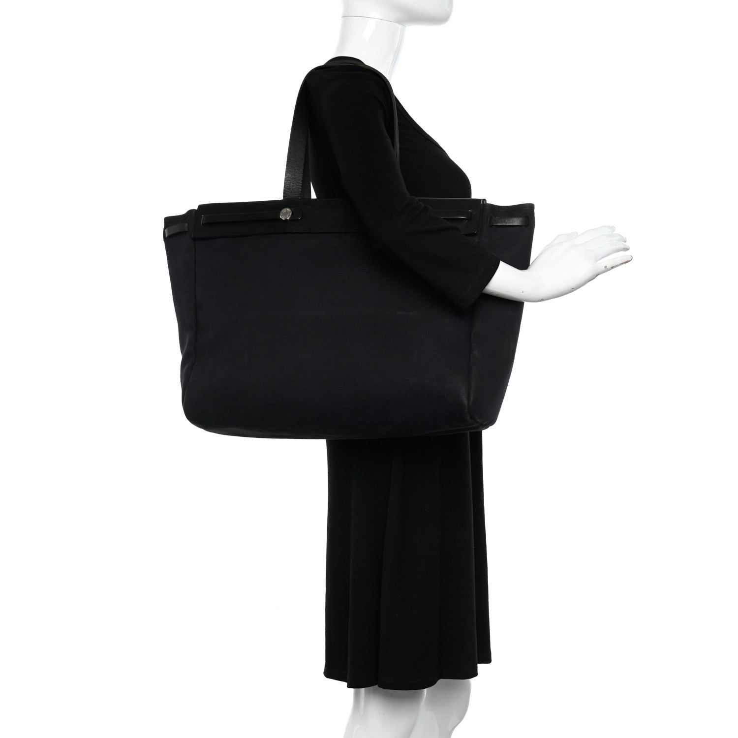 Hermes Toile Vache Hunter Herbag Cabas MM Black 3 of 16