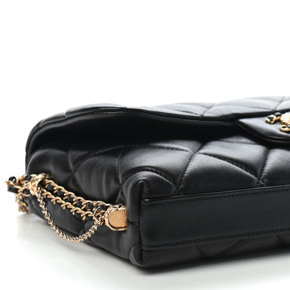 Chanel Lambskin Quilted Crush On Chains Flap Bag Black 8 of 9