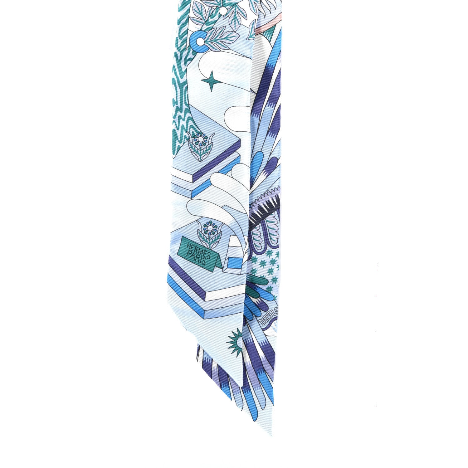 Hermes Silk La Source de Pegase Twilly Ciel Bleu Royal White 7 of 8