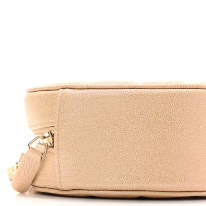 Chanel Iridescent Caviar Quilted Round Clutch With Chain Beige 9 of 11