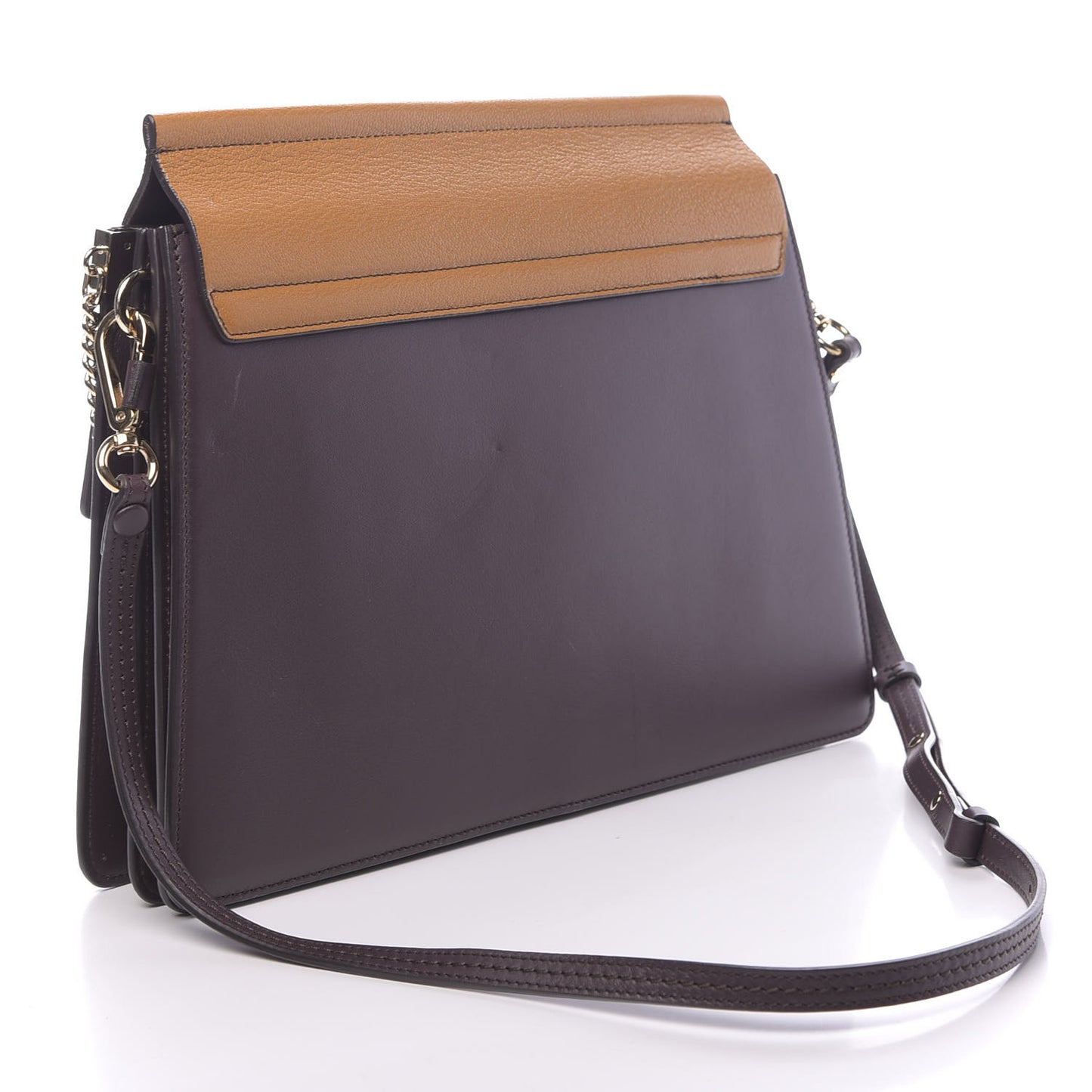 Goatskin Smooth Calfskin Medium Faye Shoulder Bag Brown Purple