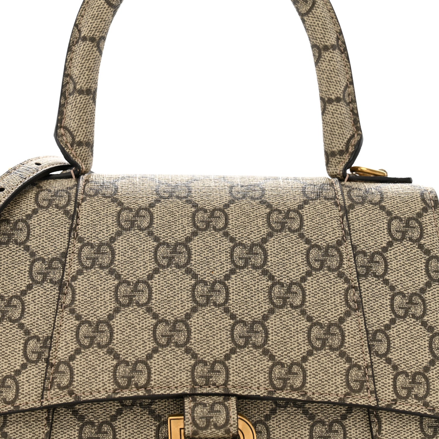 Balenciaga X GUCCI GG Supreme Monogram Small Hourglass Top Handle Bag Beige Ebony 8 of 10