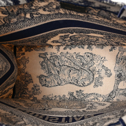 Christian Dior Canvas Embroidered Medium Dioriviera Toile De Jouy Book Tote Blue 5 of 8