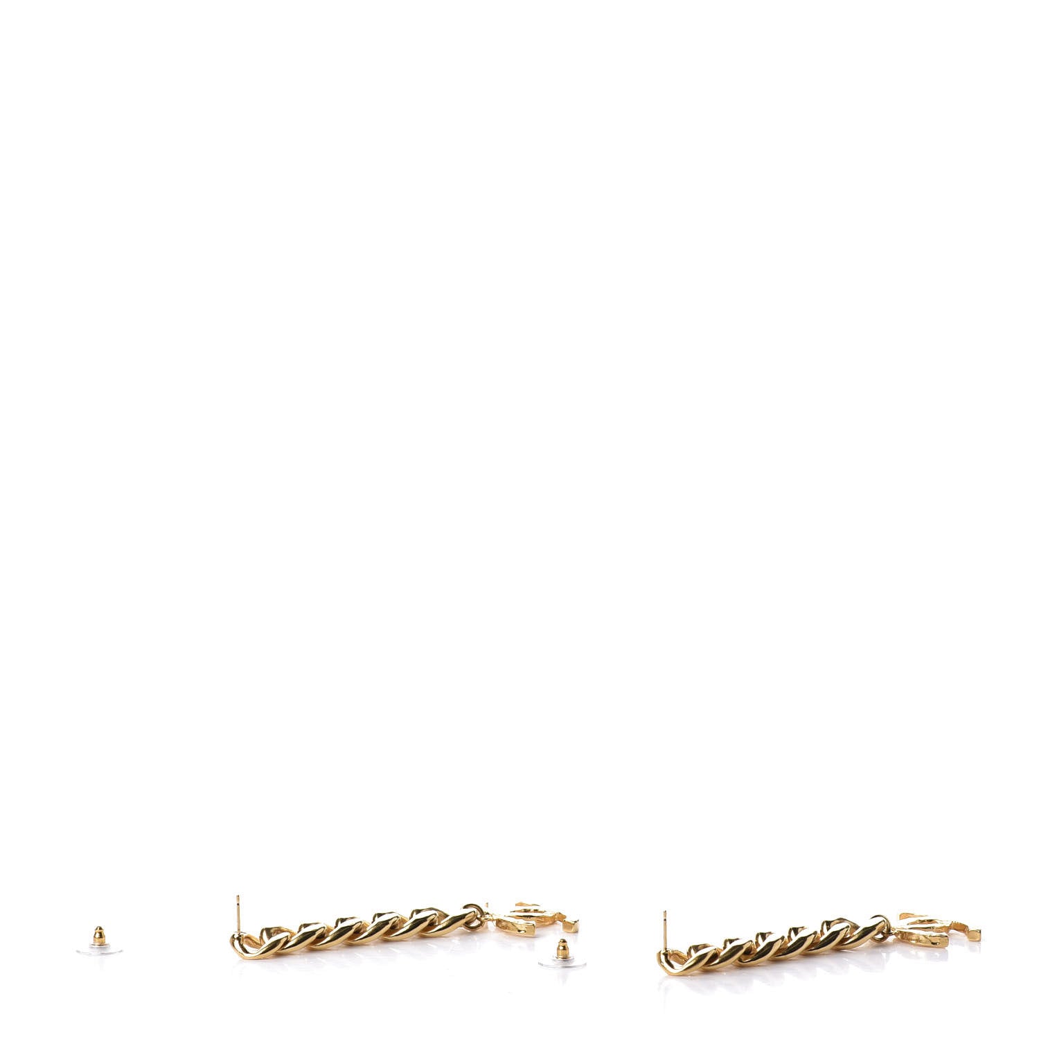 Chanel Metal CC Pick Drop Earrings Gold 4 of 5