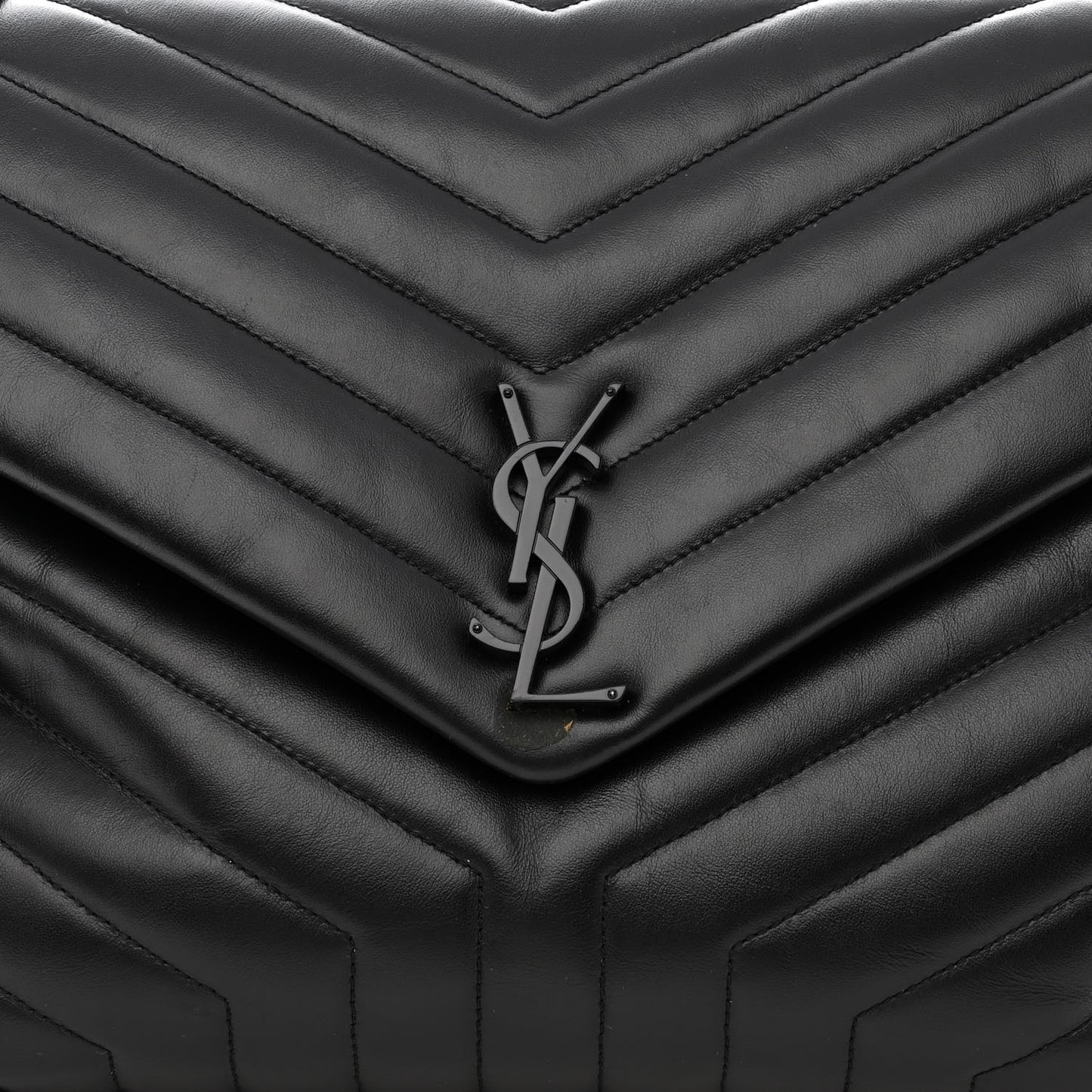 Calfskin Y Quilted Monogram Monochrome Large Loulou Chain Satchel Black