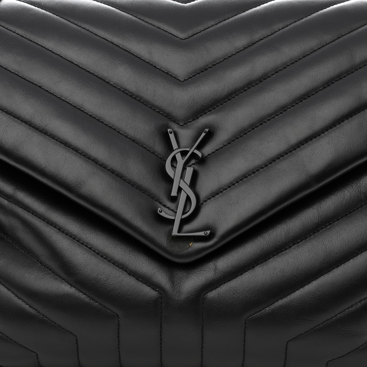 Saint Laurent Calfskin Y Quilted Monogram Monochrome Large Loulou Chain Satchel Black 8 of 13