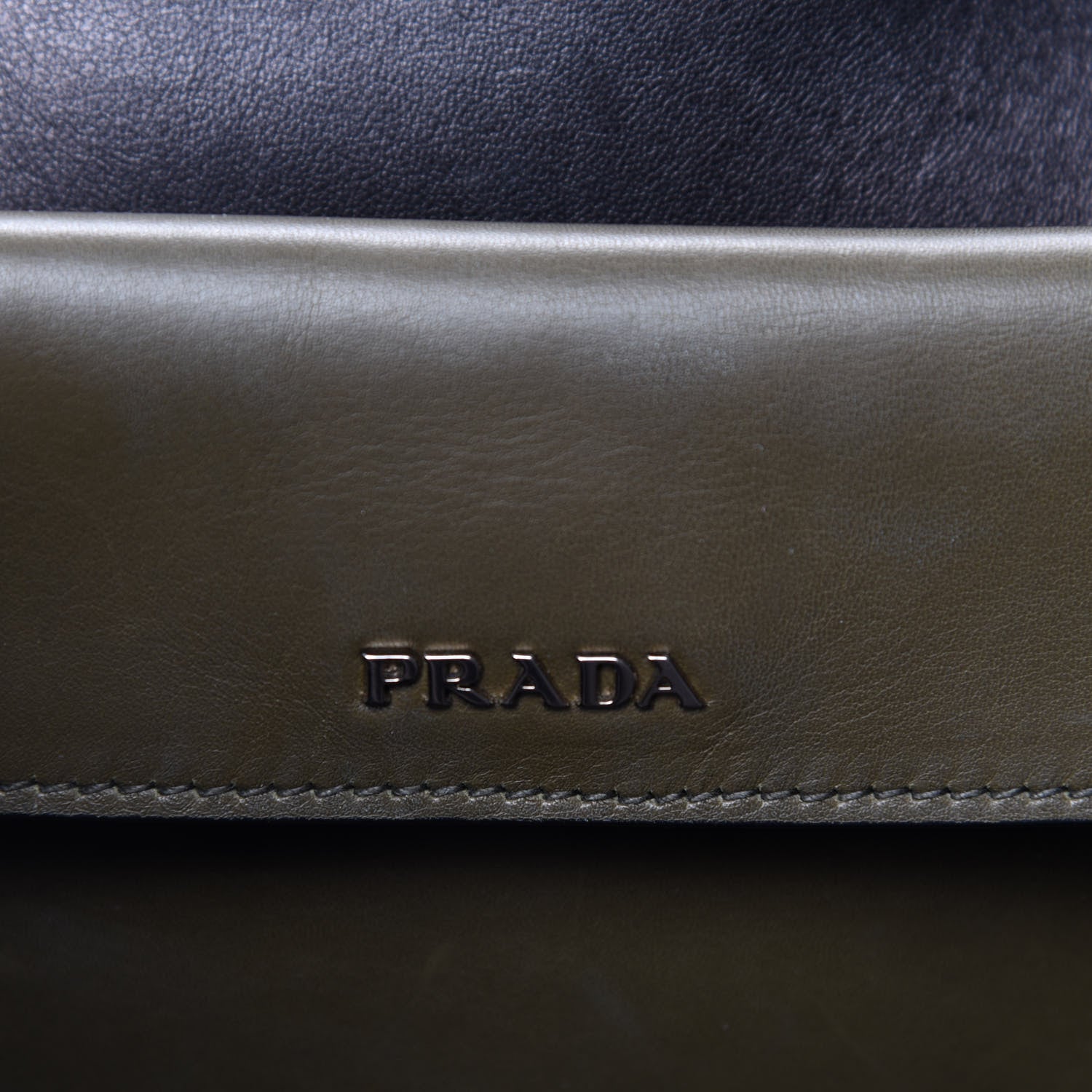 Prada City Calfskin Convertible Top Handle Tote Militare Green Black 8 of 9