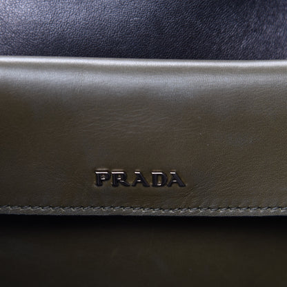 Prada City Calfskin Convertible Top Handle Tote Militare Green Black 8 of 9