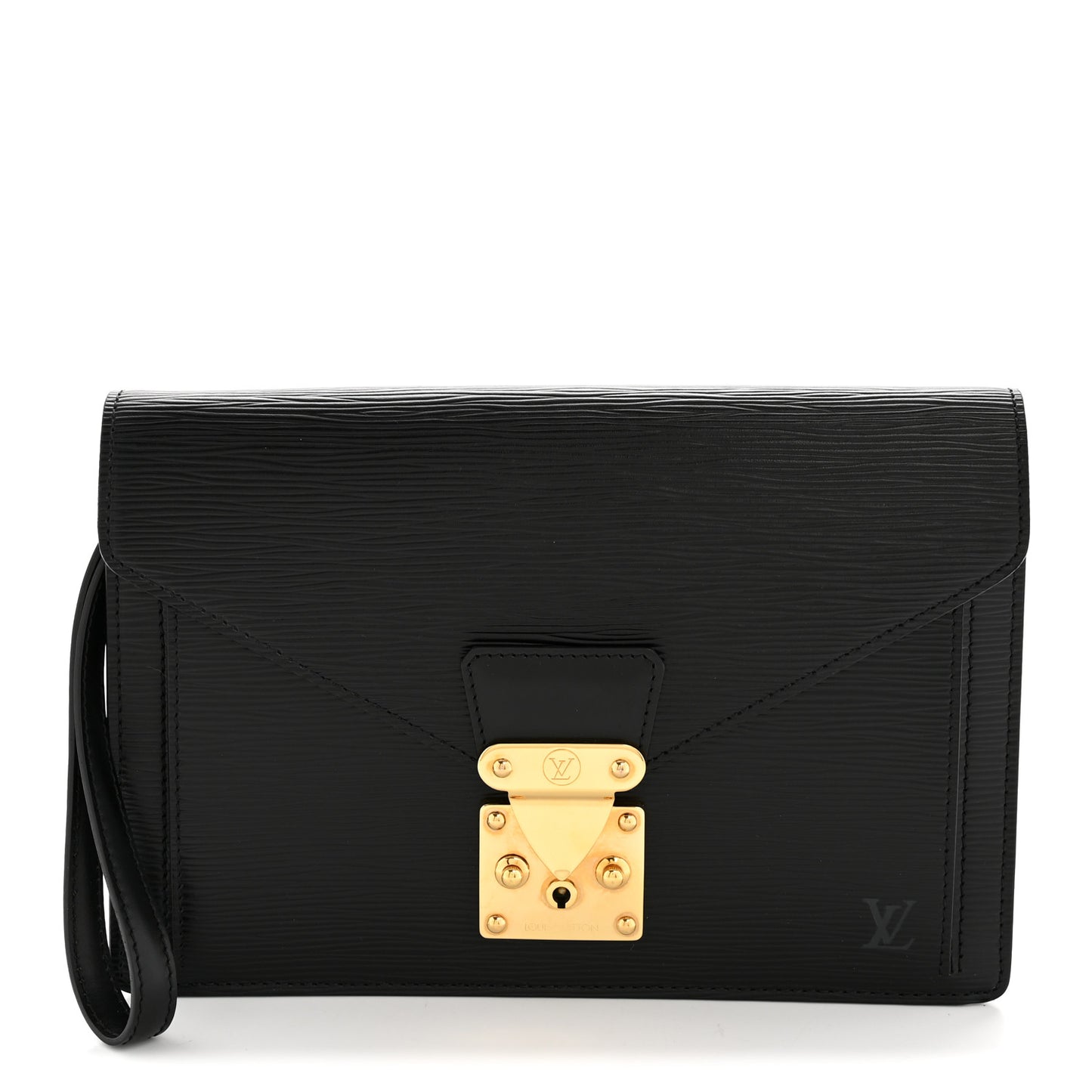 Epi Pochette Sellier Dragonne Clutch Black