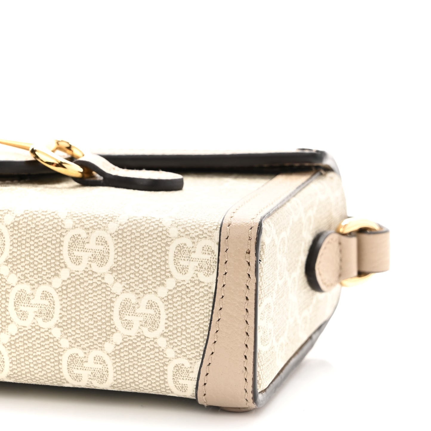 GG Supreme Monogram Textured Dollar Calfskin Mini Horsebit 1955 Shoulder Bag Beige Mystic White Oatmeal