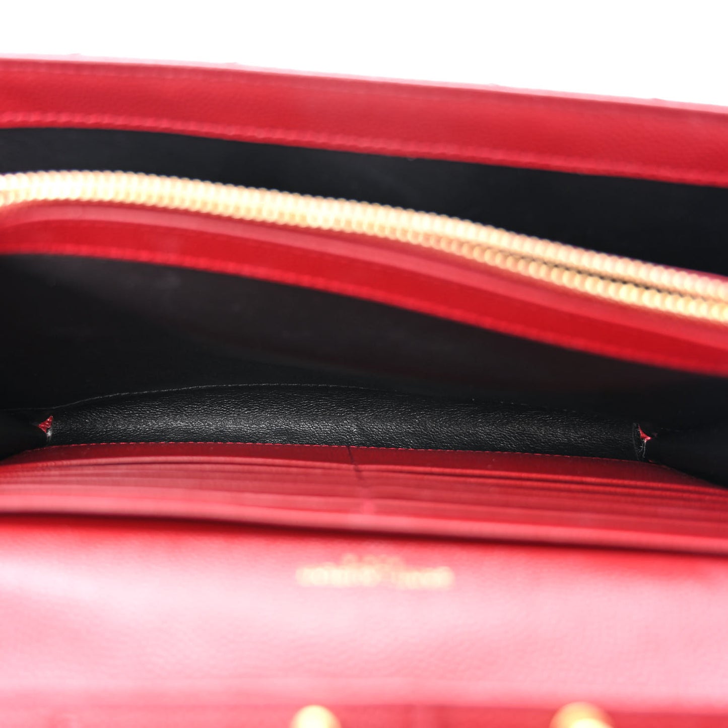Grain De Poudre Matelasse Chevron Monogram Chain Wallet Opyum Red