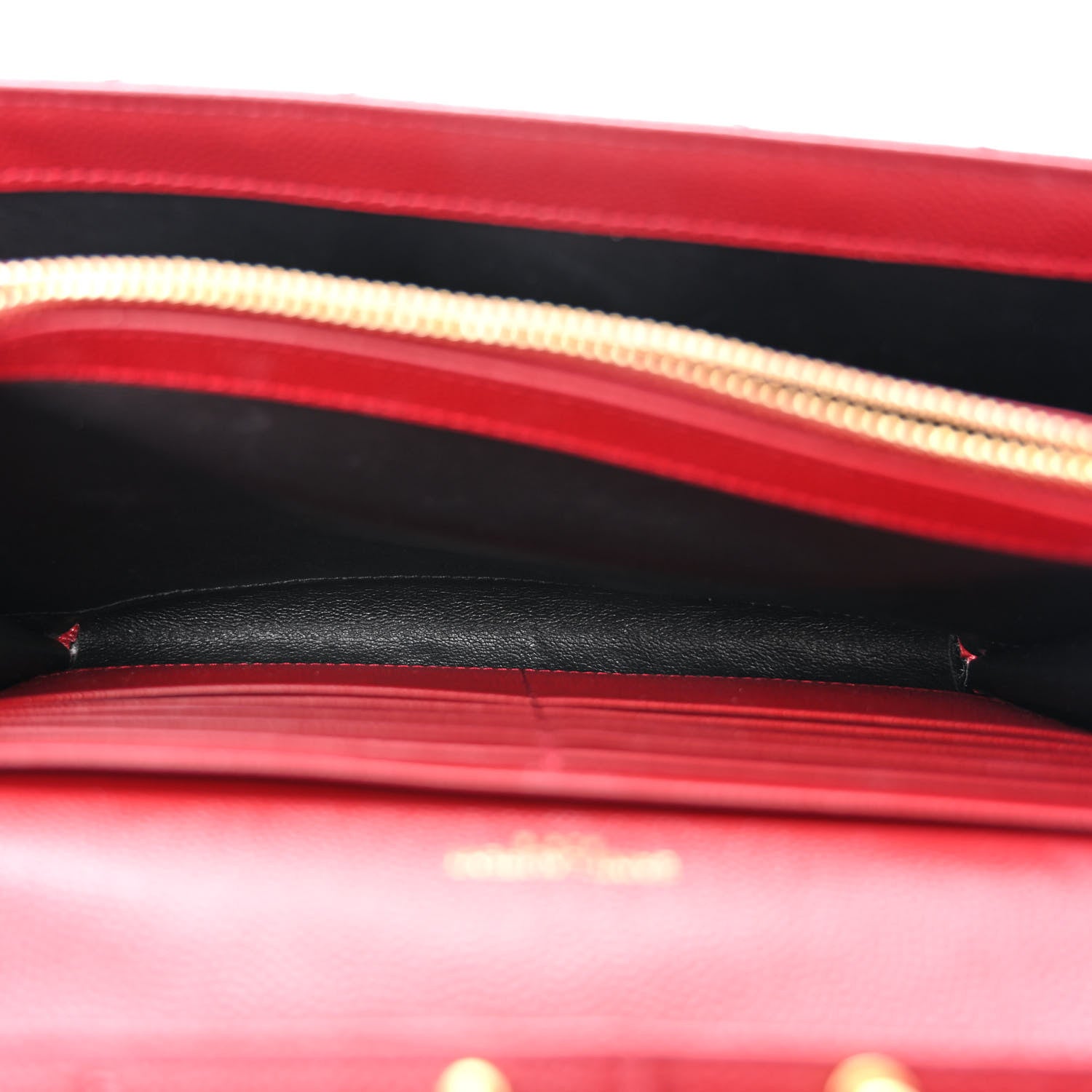 Saint Laurent Grain De Poudre Matelasse Chevron Monogram Chain Wallet Opyum Red 5 of 11