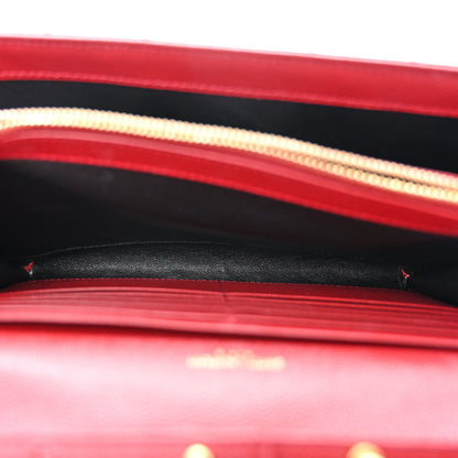 Saint Laurent Grain De Poudre Matelasse Chevron Monogram Chain Wallet Opyum Red 5 of 11