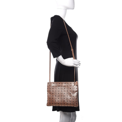 MCM Metallic Visetos Medium Crossbody Pouch Champagne 2 of 10